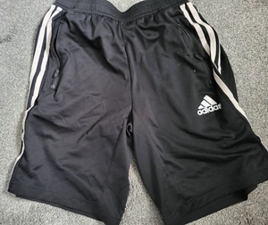 Men's Adidas Black / White Stripe Aeroready Zip Pocket Shorts Size Small - Picture 1 of 3