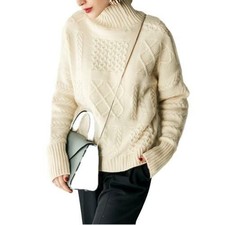 Women's Ladies High Neck Knitted Cashmere Sweater Warm Casual Pullovers Winter L