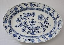 Antique Meissen 16” Oval Serving Platter Blue Onion Crossed Swords 1825-1888 EXC