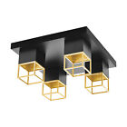 Unterputz Deckenleuchte schwarze Platte gold quadratische Farbtöne Glühbirne GU10 4x5W enthalten