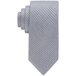 Calvin Klein Men's Silver Grid Tie Grey OS B4HP - Picture 1 of 3