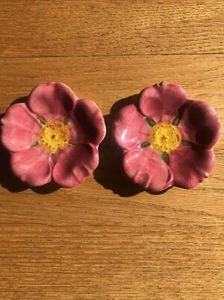 2 DESERT ROSE BY FRANCISCAN BUTTER PAT TEA BAG HOLDER USA BACKSTAMP - c1950 - Picture 1 of 6