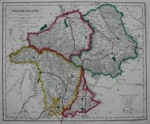 Original antique map, ENGLAND, WESTMORLAND, CUMBRIA, LAKES, J & C Walker c.1860 - Picture 1 of 5