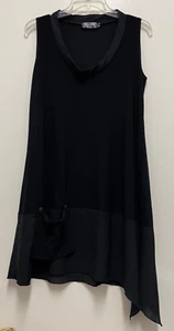 Vestido SYMPLI-Negro Jersey Tejido Sin Mangas Hasta la Rodilla Dobladillo Asimétrico, Talla 8 - Imagen 1 de 7
