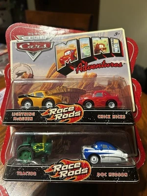 Disney Cars Mini Adventures Race Rods McQueen & Chick Hicks / Tractor & Doc NIP - Image 1 of 4