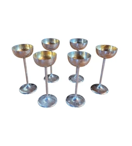 6er Set Metall Union Quedlinburg Schnapsgläser Kelche VEB DDR Sammler Vintage - Bild 1 von 7