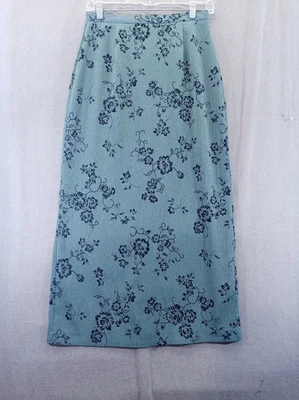Kathie Lee Colección Falda Mujer 8 Verde Azulado Floral Lápiz Maxi Foto 1 de 4