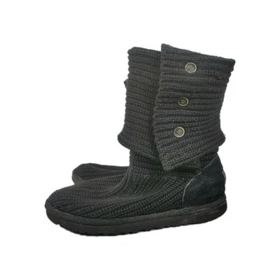 UGG Classic Cardy Boot Women's 8 Black Sweater Knit Mid-Calf Everyday Wear - Image 1 of 4