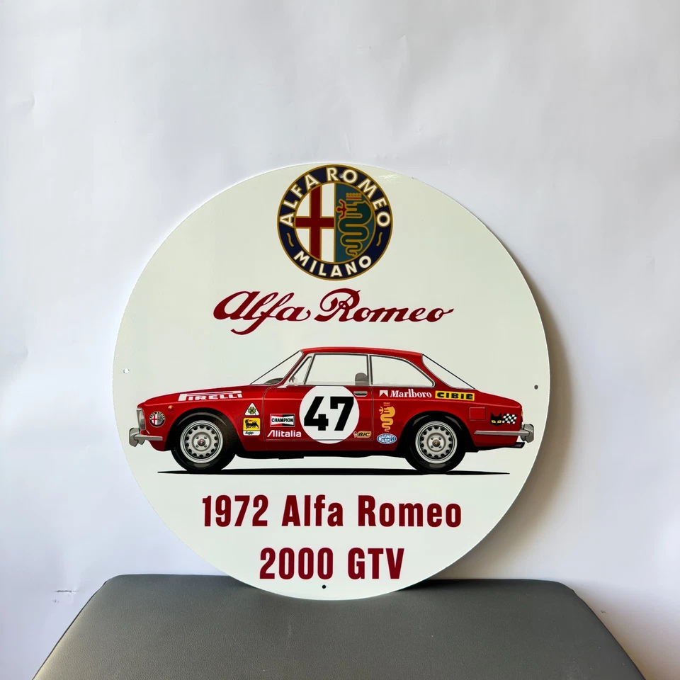 1972 Alfa Romeo 2000 GTV Racing Tribute Heavy Metal Sign XL  - 19.7" (50 cm) - Image 1 of 4