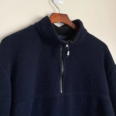Vintage J Crew Navy Blue Polartec Fleece Pullover Sweatshirt SZ LT 90s Made N US - Image 1 of 4