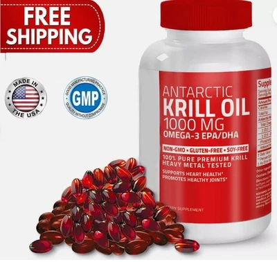 Aceite de Krill Antártico 1000 mg 120 Cápsulas Blandas con Suplemento de Astaxantina Omega-3 DHA Foto 1 de 4