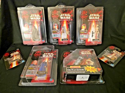 NEW PRICE!  NIB 7 STAR WARS EPISODE 1 FIGURES!  OBI,ODY,MACE,OOM-9,QUI,CHANCEL - Image 1 of 4