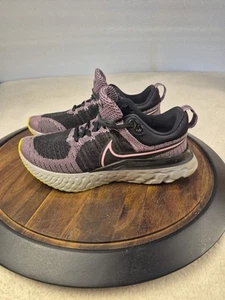 Nike Damengröße 8 React Infinity Schuhe Run Flyknit Turnschuhe violett schwarz grau - Bild 1 von 8