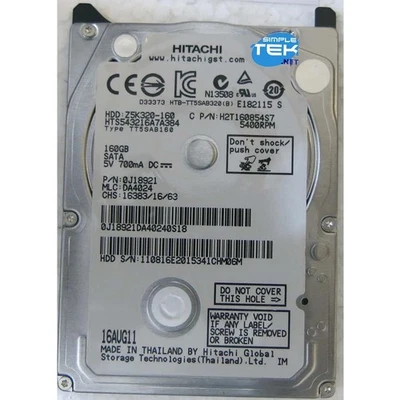 Hitachi HTS543216A7A384 160GB 2.5" SATA Hard Disk HDD Refurbished - Image 1 of 4