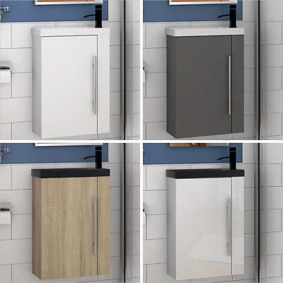 Waschtisch 45 cm Waschbecken mit Unterschrank Gäste WC Badmöbel Set klein Loft - Bild 1 von 4