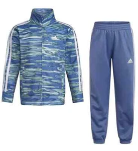adidas Boy (Kids) Blue/White Tricot AOP Print Jacket & Jogger Set (AG6511C) 4 - Picture 1 of 2