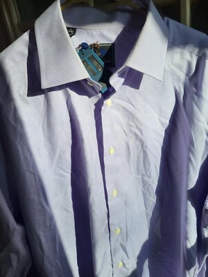 Camisa de vestir David Donahue para hombre 17-36/37 púrpura a cuadros manga larga abotonada Foto 1 de 4