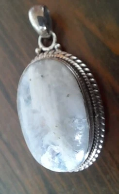 PIETRA LUNA CIONDOLO PENDENTE @SPLENDIDO@ ADULARIA LUCENTE E ARGENTO 925 DONNA  - Immagine 1 di 4