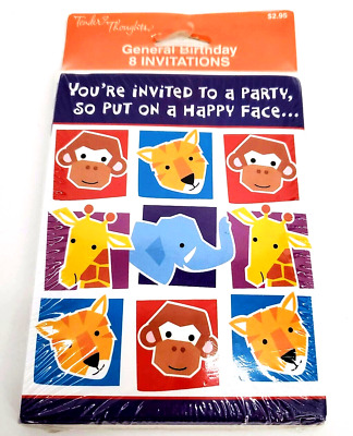 Tender Thoughts General Birthday Invitations 1 Pack 8 Cards Envelops Happy Face • 5.92€
