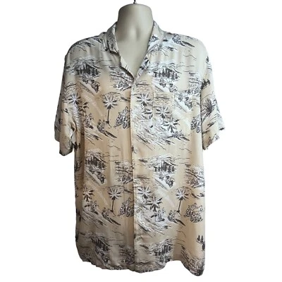 Camisa Harley Davidson Motocicleta Floral Beige Retro Hawaiana Abotonada Bolsillo XL Foto 1 de 4