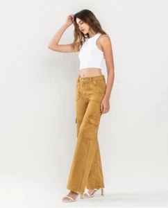 Vervet Olivia High Rise Cargo Wide Leg Jeans in Golden Brown - Sz 32 - NWT - Picture 1 of 10