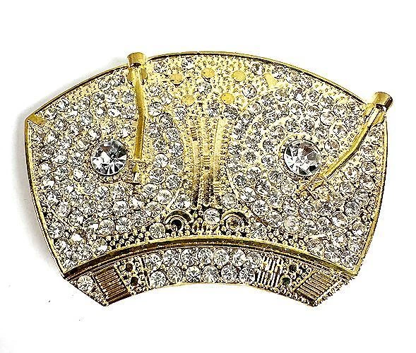 Tocadiscos Mezclador DJ Música Estrás HIP HOP Rock Dorado Moda Metal Hebilla de Cinturón Foto 1 de 1