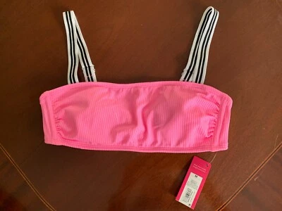 Exhilaration Pink with black/white strap Swimsuit Top, Size Medium. NWT - Image 1 of 4