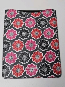 Vera Bradley Blossoms Slim Tablet Sleeve Gray Black Red Pink White Faux Leather - Picture 1 of 6