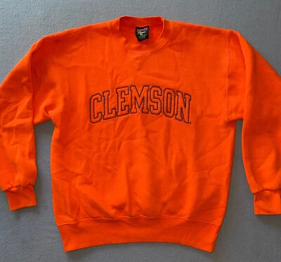 Sudadera De Colección Clemson University Tigers Mediana Fútbol Naranja Bordada Foto 1 de 4