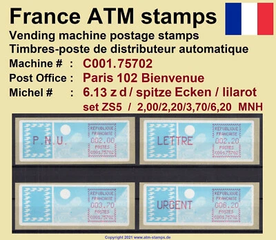 France ATM stamps Michel 6.13 zd / C001.75702 series ZS5 MNH / LSA machine - Image 1 of 2