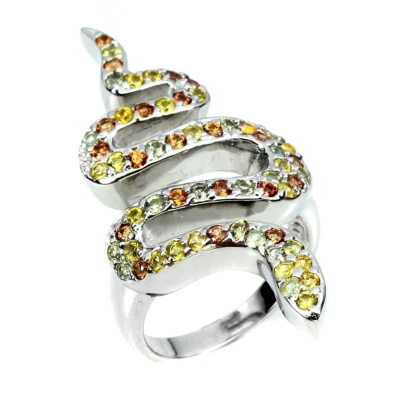 925 Argento Sterling Zaffiro Rotondo Taglio Diamante 2mm Cobra Misura Anello 9 - Immagine 1 di 4