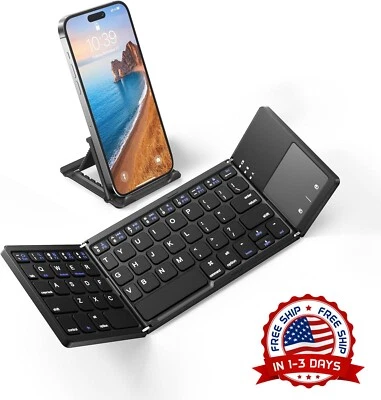 Teclado Bluetooth Plegable Para Viajes, Teclado Plegable Inalámbrico Portátil - Image 1 of 4