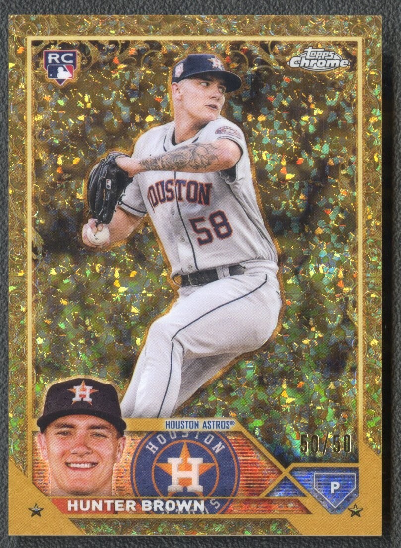 2023 Topps Gilded Collection Hunter Brown RC Mini-Diamond Gold Etch 50/50 Astros