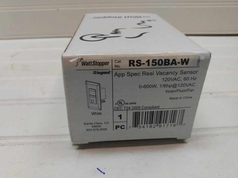 Sensor de ocupación de energía con tapón de vatios RS-150BA-W 120/0-600 W Inca/Flo/Ventilador Foto 1 de 4
