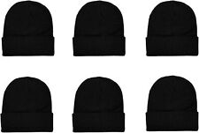 Gelante Unisex Knitted Winter Beanie Hat 6 Pcs One Size, Black 