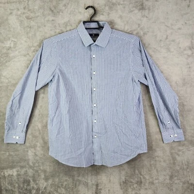 Camisa Para Hombres Azul A Cuadros Hart Schaffner Marx Abotonada Manga Larga Talla Grande Foto 1 de 4