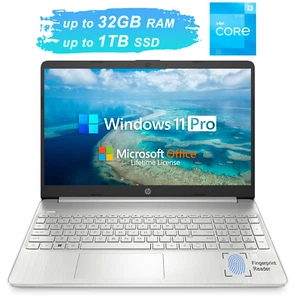 HP 15.6" FHD Laptop, 6-Core Intel i3 Up to 4.4GHz 32GB RAM & 1TB SSD, Win 11 Pro - Picture 1 of 12