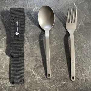 Snow Peak "Whopper Weapon” Fork & Spoon Titanium with Limited Black Case Japan - Picture 1 of 5