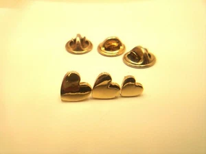 3 Descending Heart Pins Gold-Tone Pinback - Picture 1 of 6