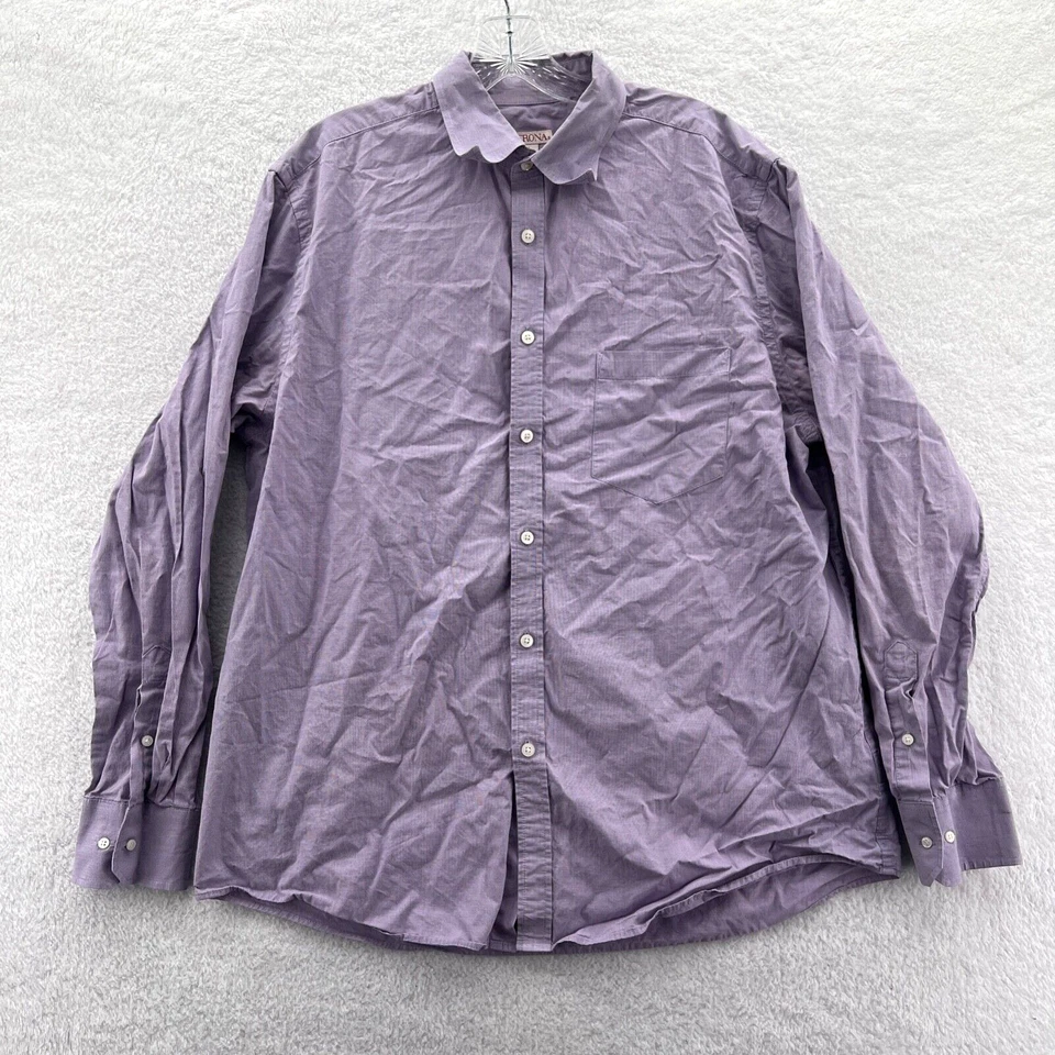 Merona Dress Shirt Mens Large 16 Purple Button-Up Top Long Sleeve Collared - Image 1 of 4