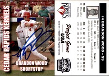 Brandon Wood Signed 2004 Perfect Game Cedar Rapids Kernels #21 Card Auto