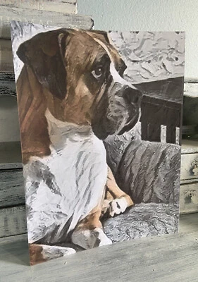 Impresión artística de perro boxer 8x10 retrato de mascota Foto 1 de 2