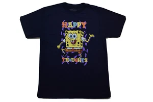 Spongebob Squarepants Youth Boys Happy Thoughts Funny Blue Shirt New M, XL - Picture 1 of 5