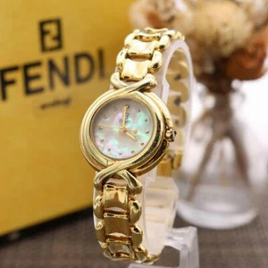 FENDI 700L Gold Women's Watch Shell Dial Quartz Vintage Japan Authentic - Picture 1 of 9