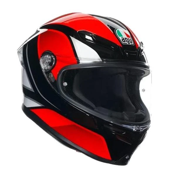 CASCO INTEGRALE AGV FIBRA K6 S HYPHEN NERO ROSSO BIANCO E2206 TAGLIA S