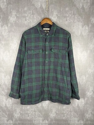 L.L.Bean Vintage Flannel Shirt Mens Medium Green Check Sherpa Utility Workwear - Image 1 of 4