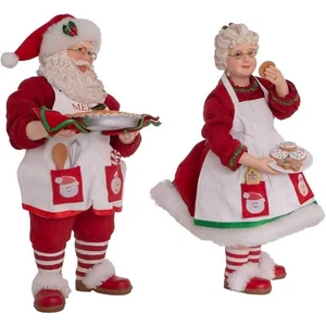 Fabriche Mr. And Mrs. Claus Dessert Figurines 2 Piece Set 10.5 Inch FA0146 - Picture 1 of 8