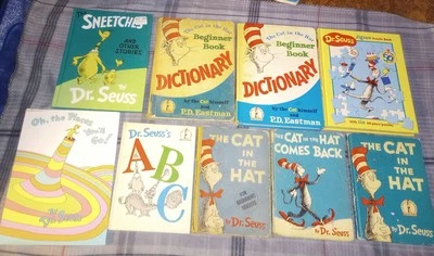 Dr. Seuss - The Cat in the Hat - 1957 Hardback for Beginning Readers Lot Of 9  — 第 1/4 张图片