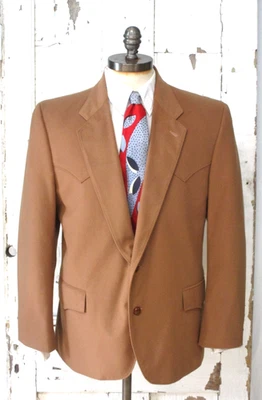 Circle S 男式骆驼 100% Microsuede 西部夹克外套全新无标签 44 — 第 1/4 张图片