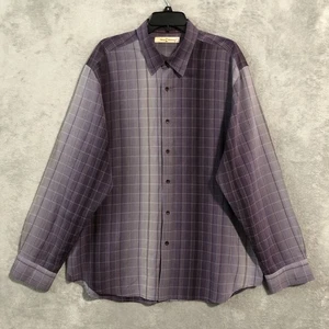 Camisa de Colección Tommy Bahama Para Hombres Seda Extra Grande Púrpura Sombra A Cuadros Manga Larga - Imagen 1 de 11